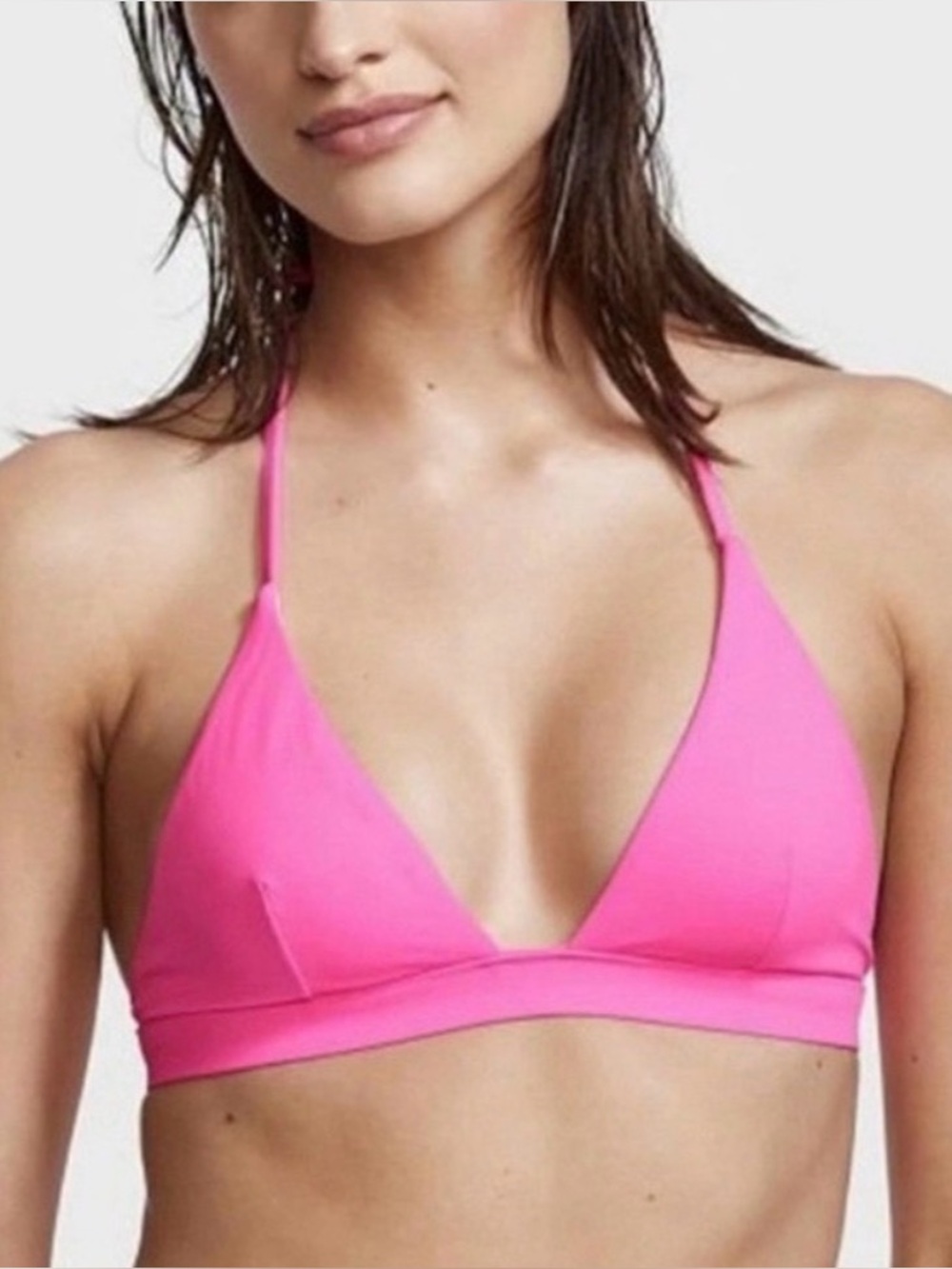 Victoria's Secret Essential Padded Triangle Halter Top Hot Pink Women’s Medium - Picture 5 of 5